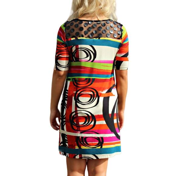 Uncle Frank | Tonya Orange Artistic Print Mini Shift Dress - Picture 2 of 11